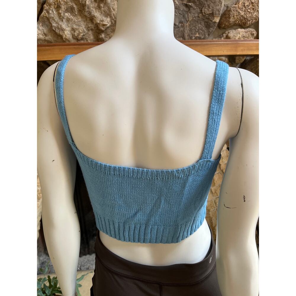 Cherry Knit Blue Tank Crop Top Women’s Size Large - Picture 3 of 3